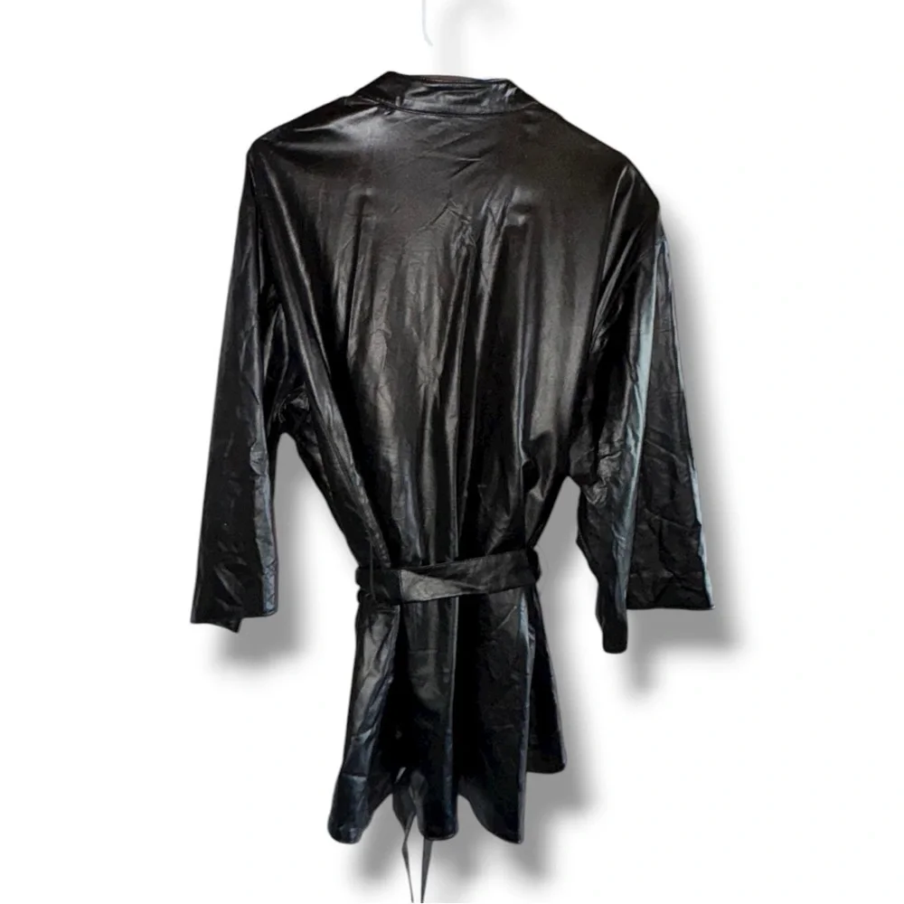 NATORI Faux Leather Kimono Jacket NWOT Size 2X (Plus Size) 💖 Baddie Biker Chic